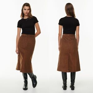 Aritzia Miko Brown Corduroy Midi Skirt